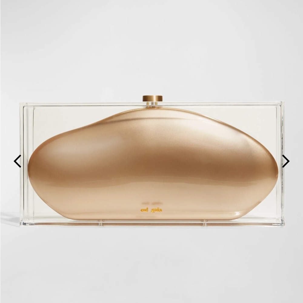 CULT GAIA Metallic Gold Clutch Enclosed In Acrylic-LOWEST PRICE AROUND - Picture 12 of 13